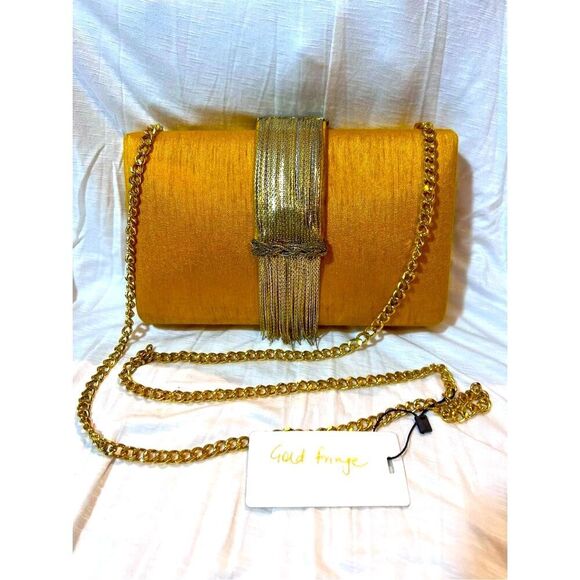 Gold and Silver Crossbody Bag with Chain Strap - Picture 1 of 7